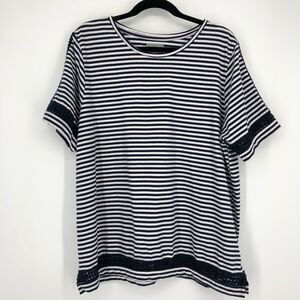 ‎JOSEPH A. Striped Crochet Inset Top